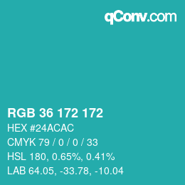 Color code: RGB 36 172 172 | qconv.com