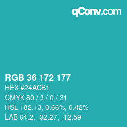 颜色代码: RGB 36 172 177 | qconv.com