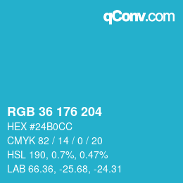 颜色代码: RGB 36 176 204 | qconv.com