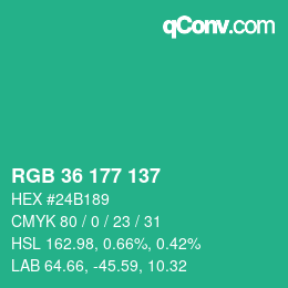 Color code: RGB 36 177 137 | qconv.com