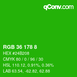 Color code: RGB 36 178 8 | qconv.com