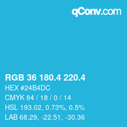 カラーコード: RGB 36 180.4 220.4 | qconv.com