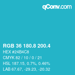 カラーコード: RGB 36 180.8 200.4 | qconv.com