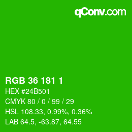 Color code: RGB 36 181 1 | qconv.com