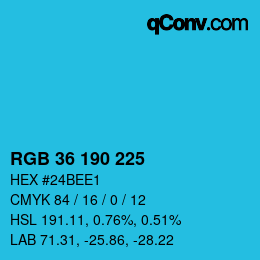 Color code: RGB 36 190 225 | qconv.com