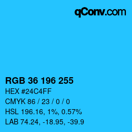 Color code: RGB 36 196 255 | qconv.com