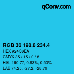 カラーコード: RGB 36 198.8 234.4 | qconv.com