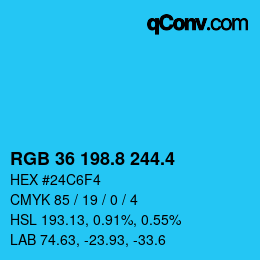 カラーコード: RGB 36 198.8 244.4 | qconv.com
