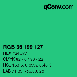 Color code: RGB 36 199 127 | qconv.com