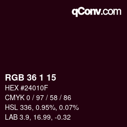 Color code: RGB 36 1 15 | qconv.com