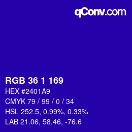 Color code: RGB 36 1 169 | qconv.com