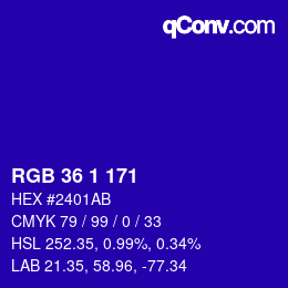 Color code: RGB 36 1 171 | qconv.com