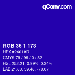 Color code: RGB 36 1 173 | qconv.com