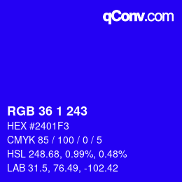 Color code: RGB 36 1 243 | qconv.com