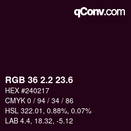 カラーコード: RGB 36 2.2 23.6 | qconv.com