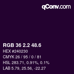 カラーコード: RGB 36 2.2 48.6 | qconv.com