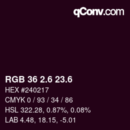 カラーコード: RGB 36 2.6 23.6 | qconv.com