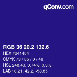 カラーコード: RGB 36 20.2 132.6 | qconv.com