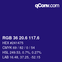カラーコード: RGB 36 20.6 117.6 | qconv.com