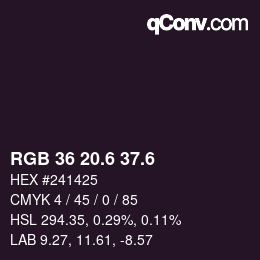 カラーコード: RGB 36 20.6 37.6 | qconv.com