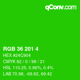 Color code: RGB 36 201 4 | qconv.com