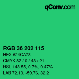 Color code: RGB 36 202 115 | qconv.com