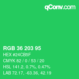 Color code: RGB 36 203 95 | qconv.com