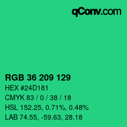 Farbcode: RGB 36 209 129 | qconv.com