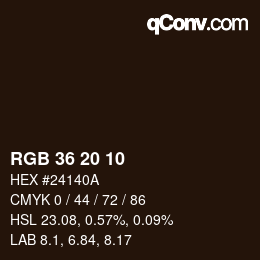 Color code: RGB 36 20 10 | qconv.com