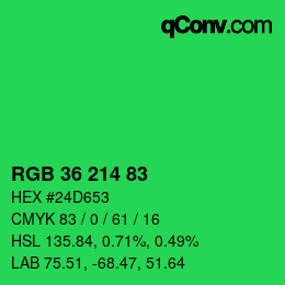 Color code: RGB 36 214 83 | qconv.com