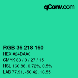 Color code: RGB 36 218 160 | qconv.com