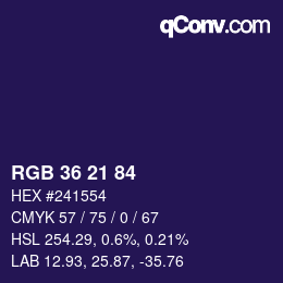 Color code: RGB 36 21 84 | qconv.com
