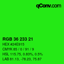 Color code: RGB 36 233 21 | qconv.com