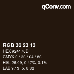Color code: RGB 36 23 13 | qconv.com