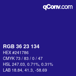 Color code: RGB 36 23 134 | qconv.com