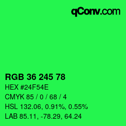 颜色代码: RGB 36 245 78 | qconv.com