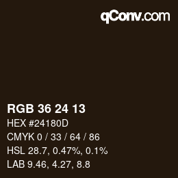 カラーコード: RGB 36 24 13 | qconv.com