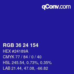 Color code: RGB 36 24 154 | qconv.com