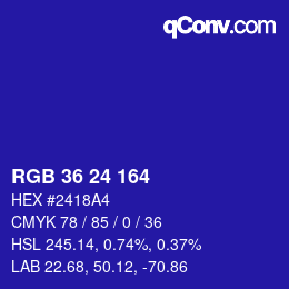 Color code: RGB 36 24 164 | qconv.com