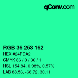 Color code: RGB 36 253 162 | qconv.com