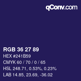 Código de color: RGB 36 27 89 | qconv.com