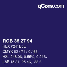 カラーコード: RGB 36 27 94 | qconv.com
