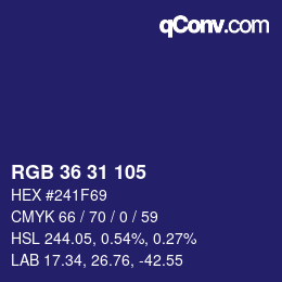 Color code: RGB 36 31 105 | qconv.com