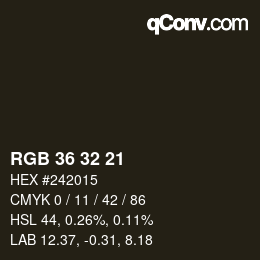 カラーコード: RGB 36 32 21 | qconv.com