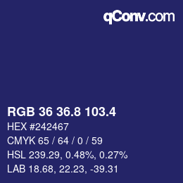 カラーコード: RGB 36 36.8 103.4 | qconv.com