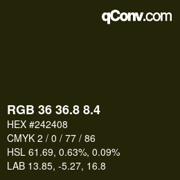 カラーコード: RGB 36 36.8 8.4 | qconv.com