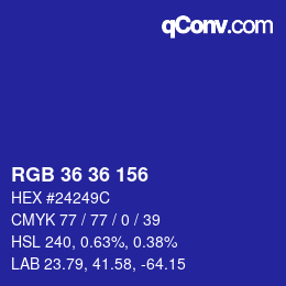 Color code: RGB 36 36 156 | qconv.com