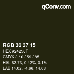 カラーコード: RGB 36 37 15 | qconv.com