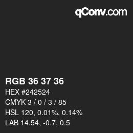 Color code: RGB 36 37 36 | qconv.com