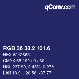 カラーコード: RGB 36 38.2 101.6 | qconv.com